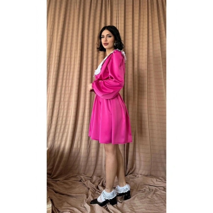 Fuşya Bebe Yakalı Elbise