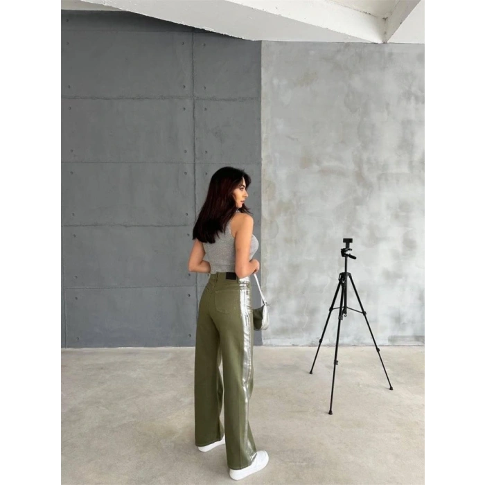 GABARDİN PALAZZO PANTOLON  Haki