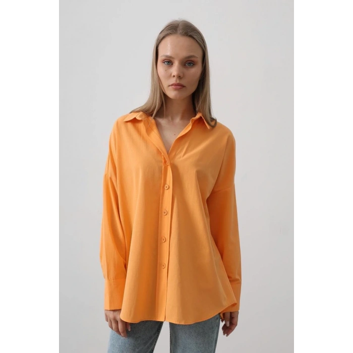 Geniş anşet Detaylı Gömlek  Kavun