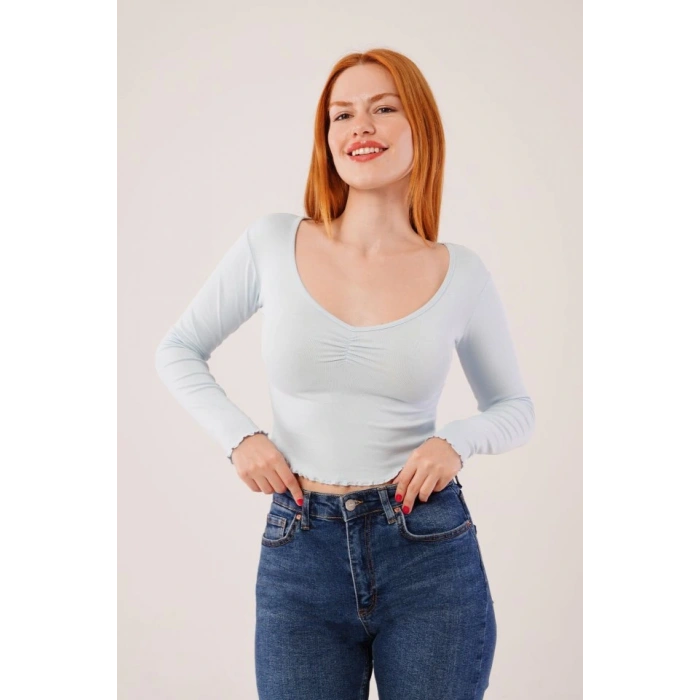 Geniş Yaka Bebe avisi Basic Body Bluz