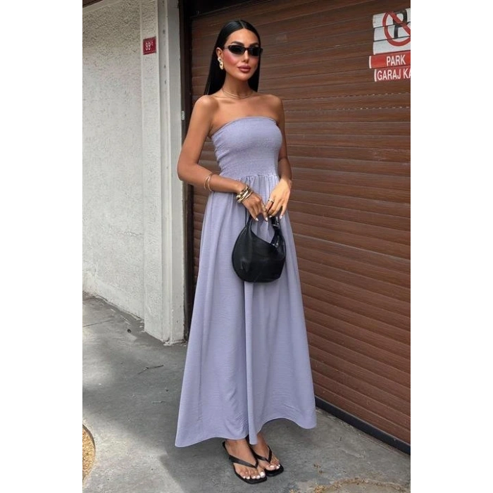 Göğsü Gipeli traplez Elbise 2878