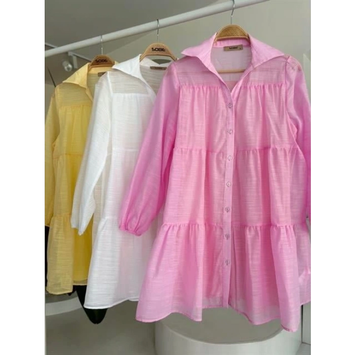 Gömlek Yaka Pileli Elbise 2898