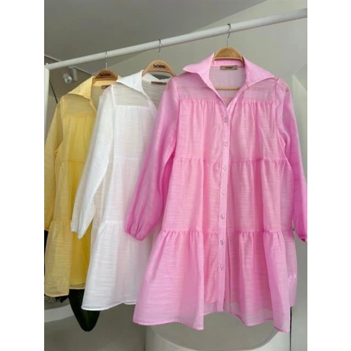 Gömlek Yaka Pileli Elbise 2898