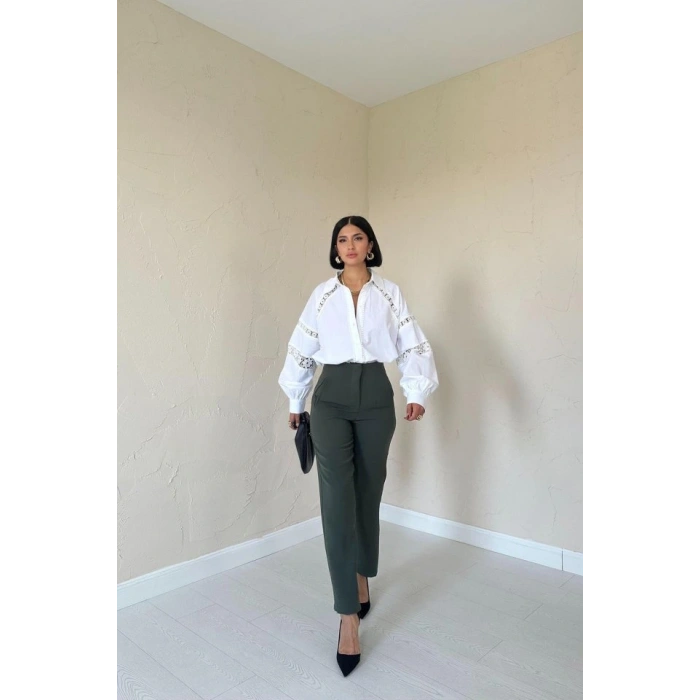Haki Pensli Ve Dar Paça Pantolon