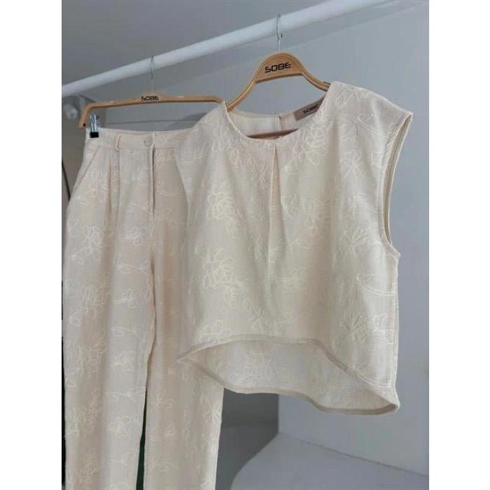 halina üzüne Nakışlı Crop Takım 979608