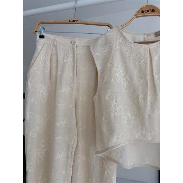 halina üzüne Nakışlı Crop Takım 979608