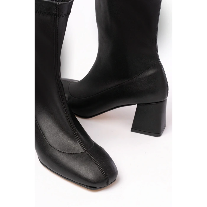 HC-2700 Siyah Streç Topuklu Fermuarlı Günlük Kadın Bot