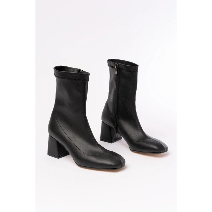 HC-2700 Siyah Streç Topuklu Fermuarlı Günlük Kadın Bot