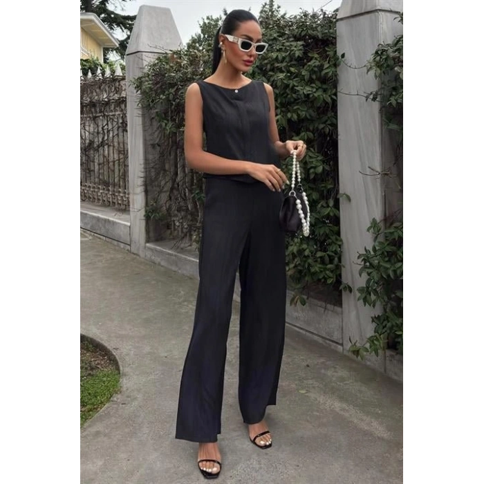 ıfır Kollu Bluz Batik Desenli Pantolon İkili Takım 1018108