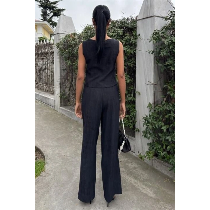 ıfır Kollu Bluz Batik Desenli Pantolon İkili Takım 1018108