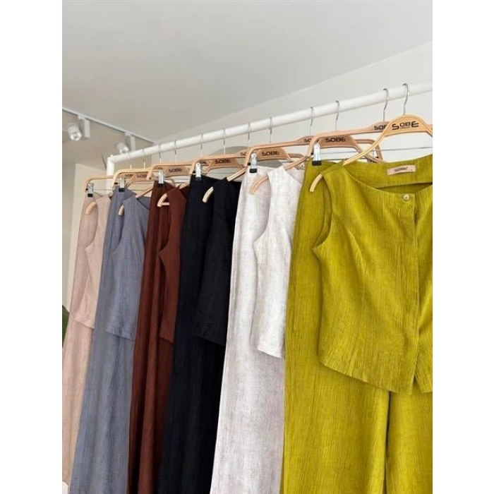 ıfır Kollu Bluz Batik Desenli Pantolon İkili Takım 1018108