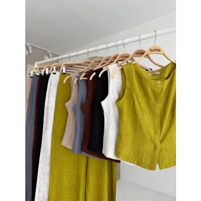 ıfır Kollu Bluz Batik Desenli Pantolon İkili Takım 1018108