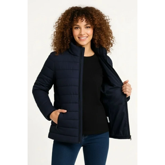 ikro u İtici Kapitone Baskılı Astarlı Fermuarlı Bomber ont  acivert