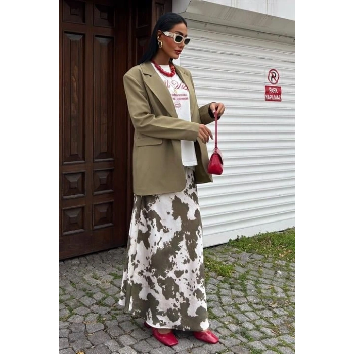 İnce Deri Kemerli Chanel Saten Etek 4050