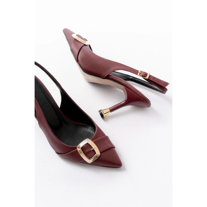 İNF-1151 Bordo Günlük Arkası Açık Topuklu Bayan Ayakkabı