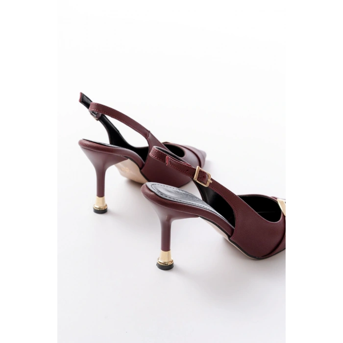 İNF-1151 Bordo Günlük Arkası Açık Topuklu Bayan Ayakkabı