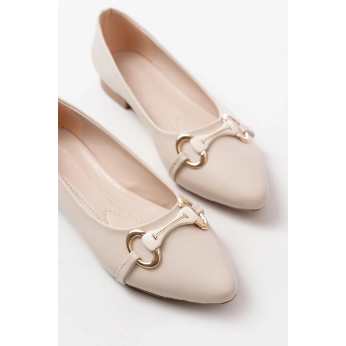 İNF-129 Ten Günlük Taş Aksesuarlı Babet