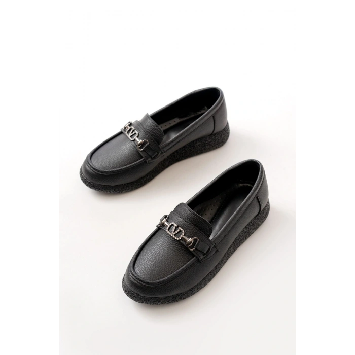 İNF-150-01 Siyah Taş Aksesuarlı Günlük Kadın Ayakkabı