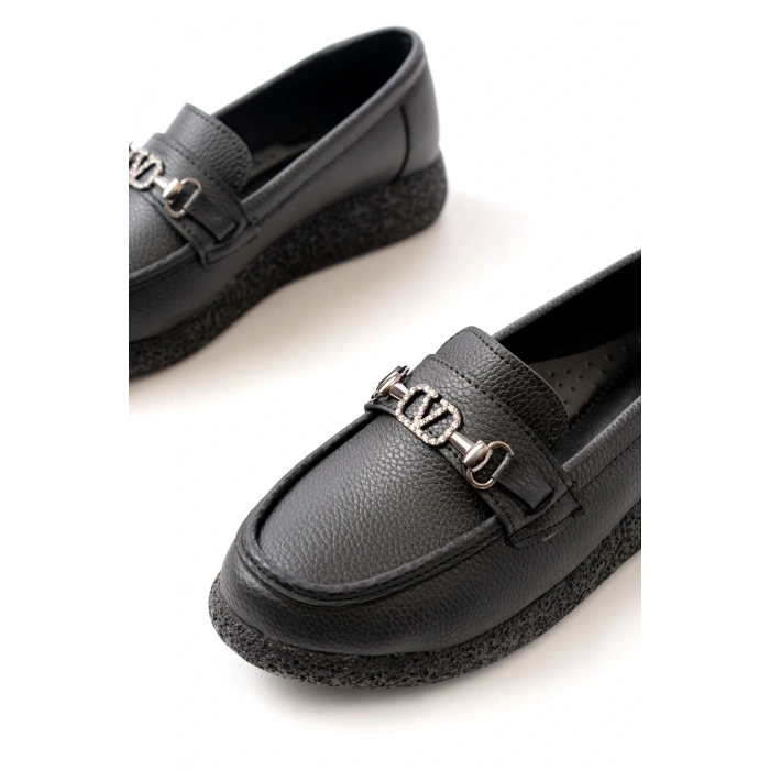 İNF-150-01 Siyah Taş Aksesuarlı Günlük Kadın Ayakkabı