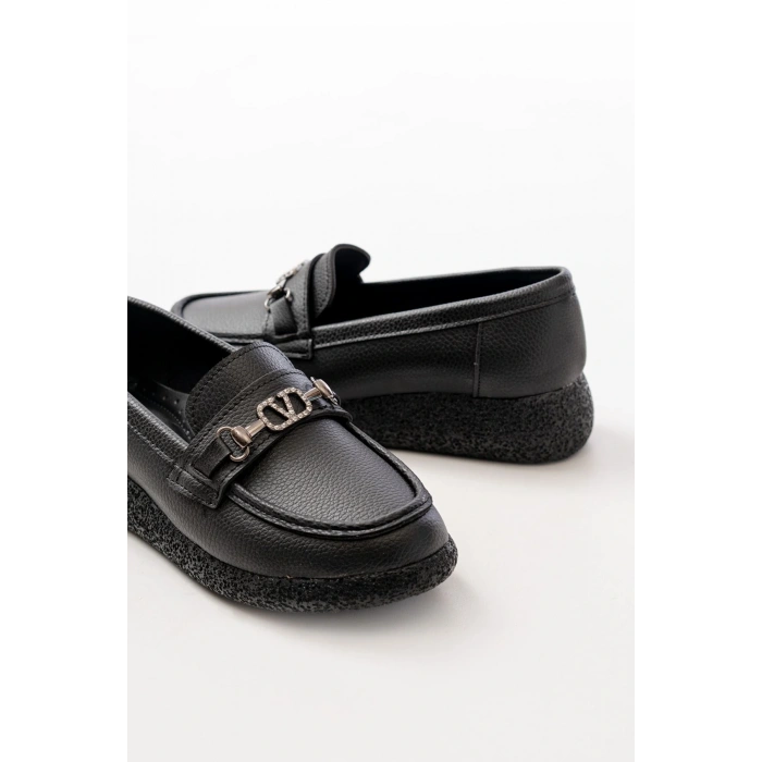 İNF-150-01 Siyah Taş Aksesuarlı Günlük Kadın Ayakkabı