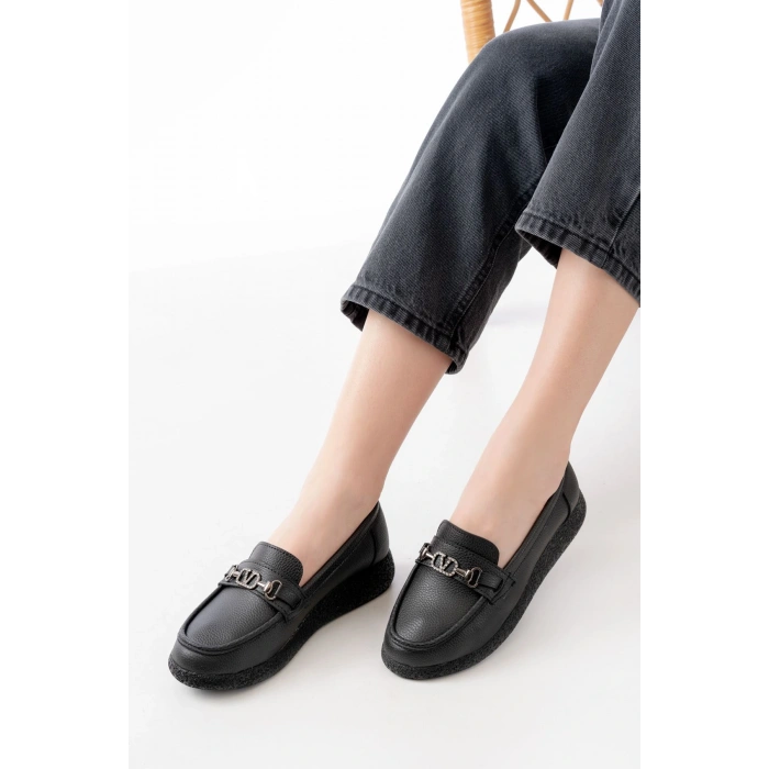 İNF-150-01 Siyah Taş Aksesuarlı Günlük Kadın Ayakkabı