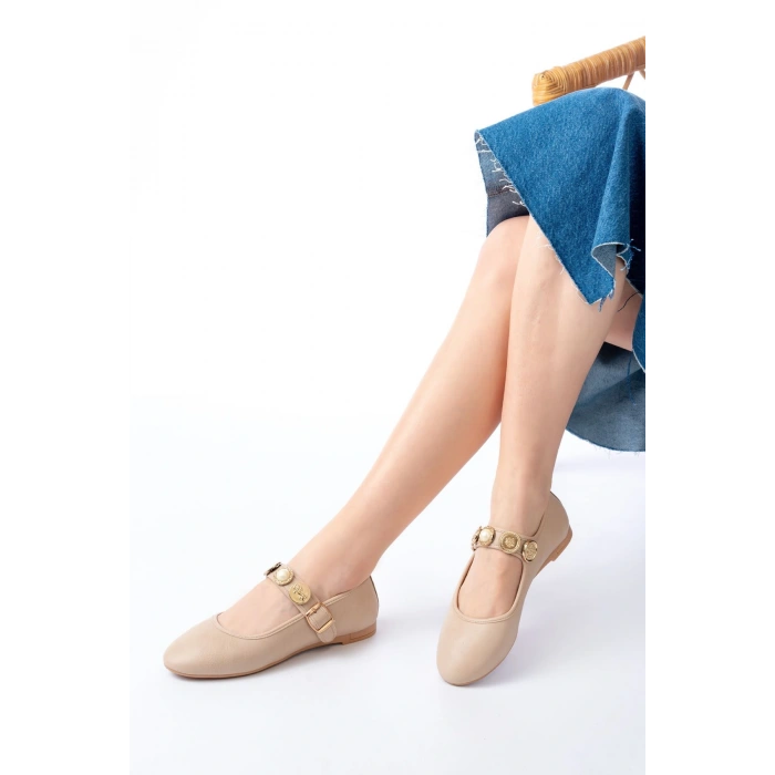 İNF-6363  Nut Baret Tokalı Günlük Bayan Ayakkabı