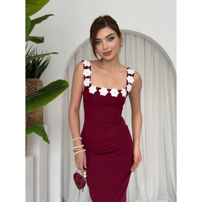 ıng Çiçek Detaylı Elbise