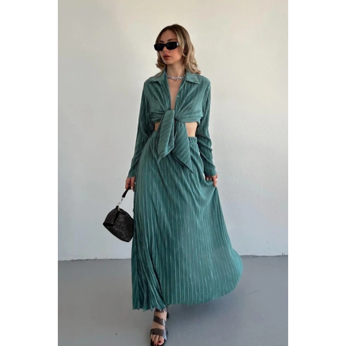 int Fitilli Gömlek Ve Uzun Etek Takım