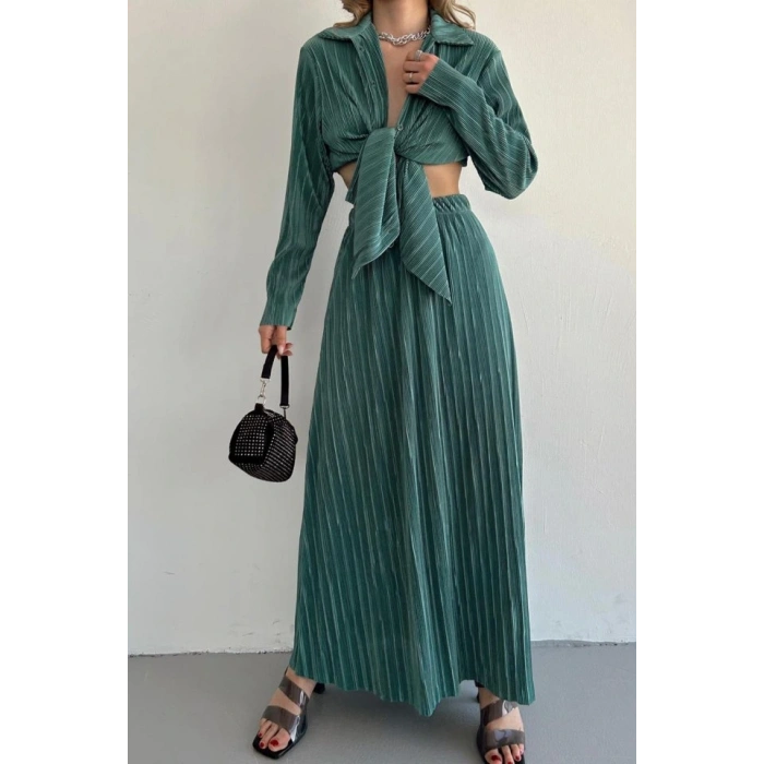 int Fitilli Gömlek Ve Uzun Etek Takım