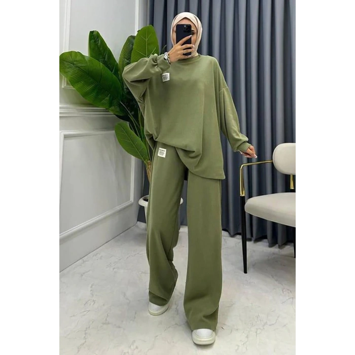 int Klasik Fitilli Kazak Ve Pantolon Takım