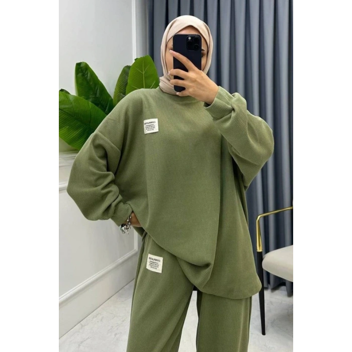 int Klasik Fitilli Kazak Ve Pantolon Takım