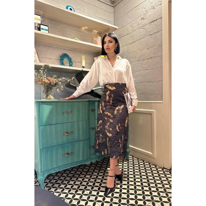 iyah Baskılı Kroşetalı Etek