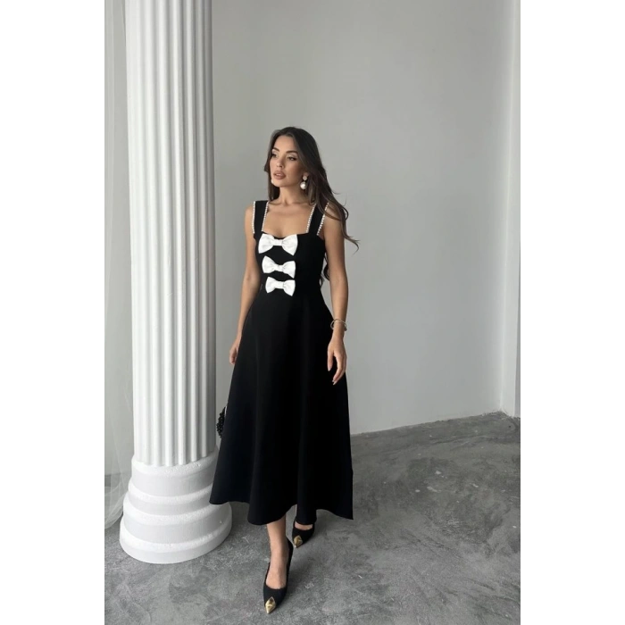 iyah Fiyonk Garnili Dantelli Elbise