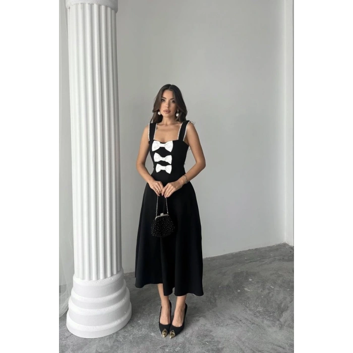 iyah Fiyonk Garnili Dantelli Elbise