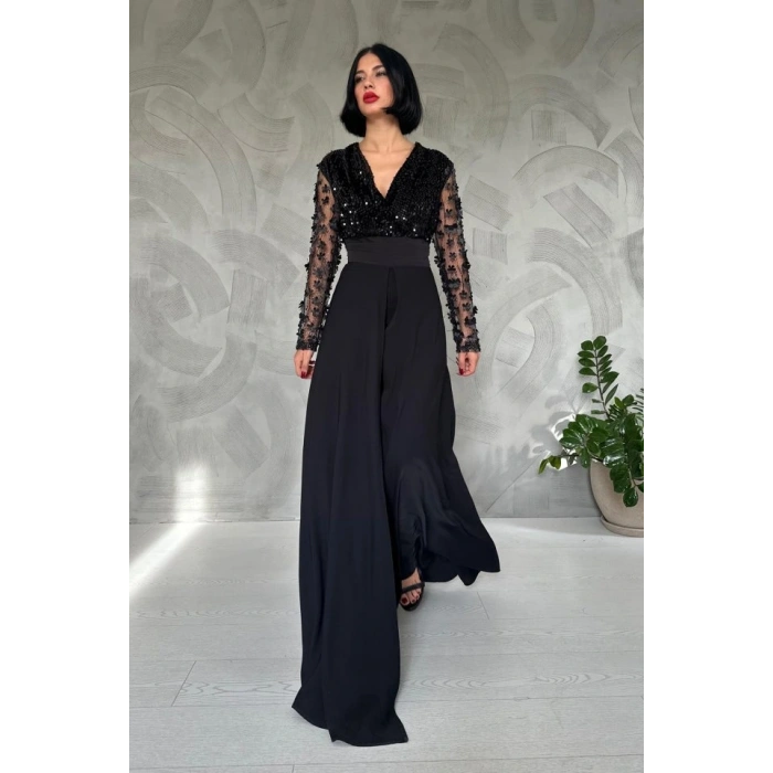 iyah Kolları Tül Etekli Tulum