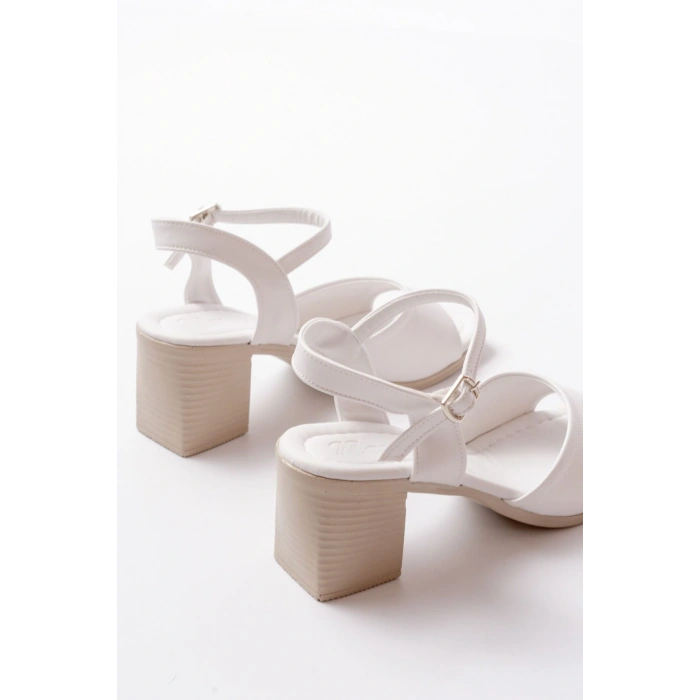 K-13 Beyaz Günlük  Topuklu Kadın Sandalet
