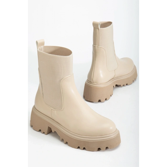 K-815 Bej Lastikli Yüksek Tabanlı Günlük Kadın Bot