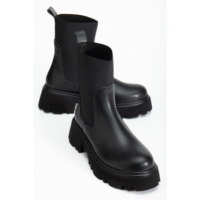 K-815 Siyah Lastikli Yüksek Tabanlı Günlük Kadın Bot