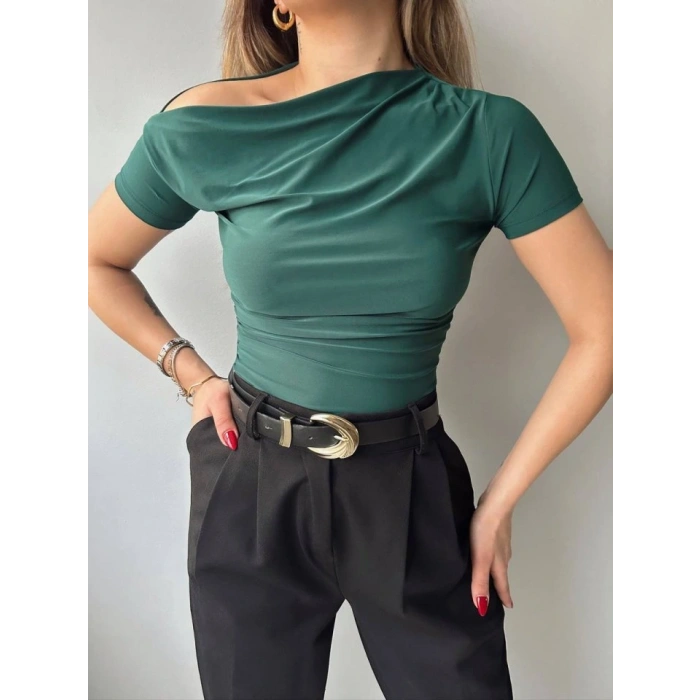 Kadın andy Kumaş Düşük Omuz Bluz