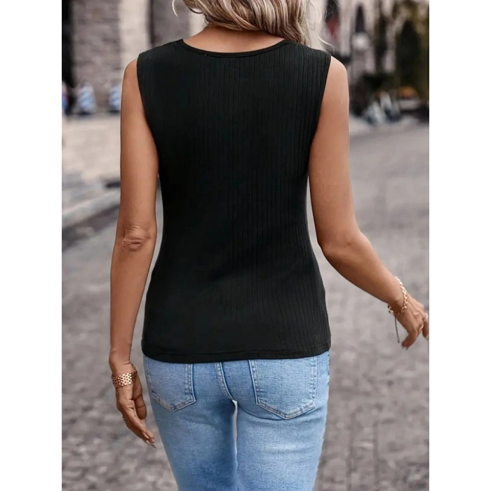 Kadın Askılı Dantel Yaka Kalın Fitilli Kaşkorse Bluz