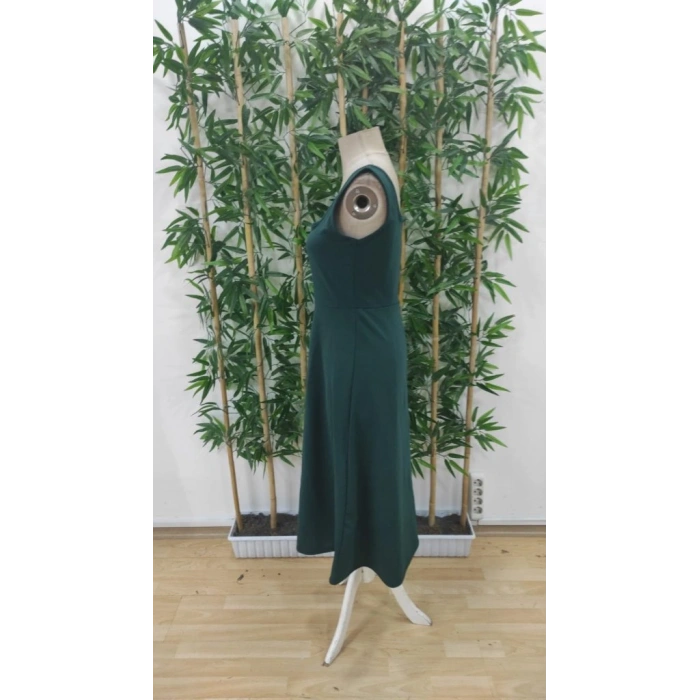 Kadın Askılı Kare Yakalı Midi Ithal Krep Elbise