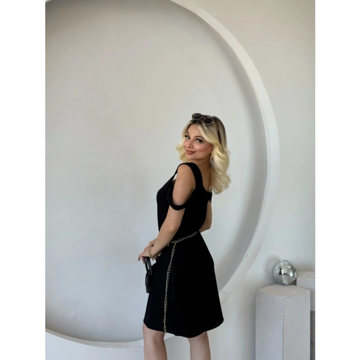 Kadın Askılı oğuk Omuz Detaylı Modal Elbise