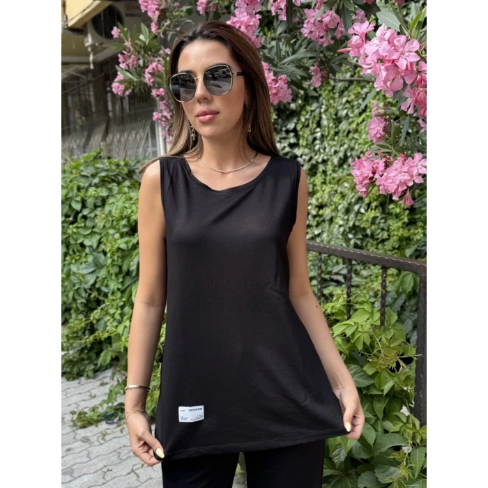 Kadın Askılı Yuvarlak Yaka Viskon Iki Iplik Bluz Ve Eşofman Altı Ikili Takım