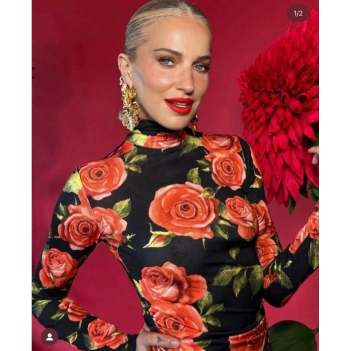 Kadın Balıkçı Yaka Gül Baskılı Fırsat ürün Mini Elbise