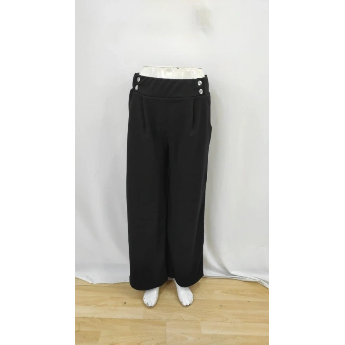 Kadın Beli Lastikli Düğmeli Ithal Krep Pantolon