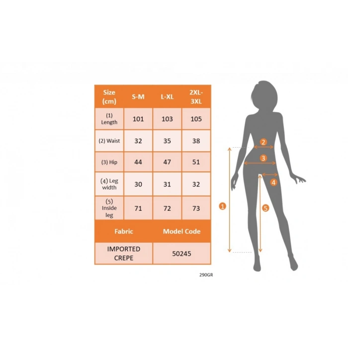 Kadın Beli Zincir Detay Geniş Paça Ithal Krep Pantolon