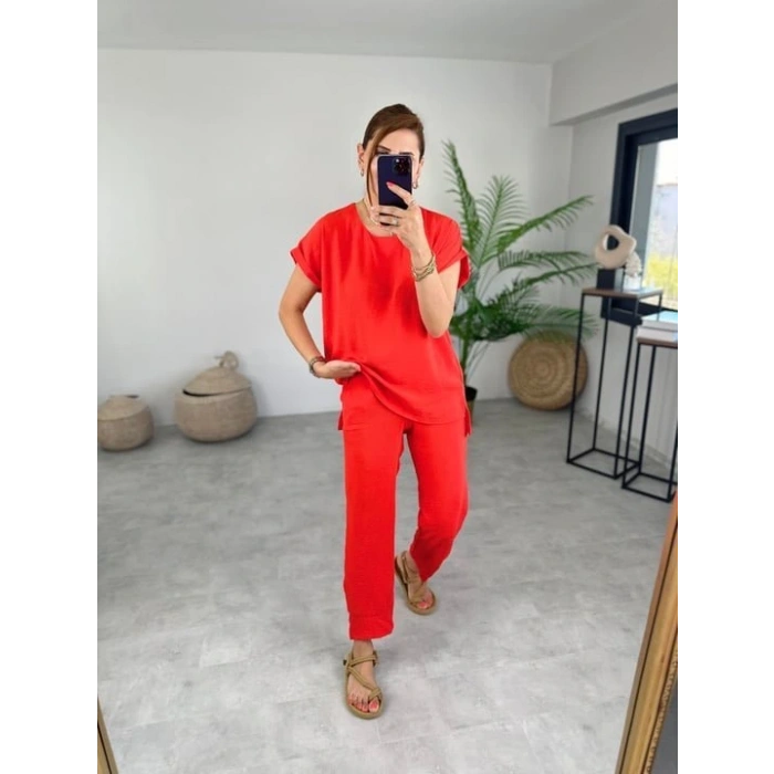 Kadın Bisiklet Yaka Paça Pensli Aerobin Kumaş İkili Takım