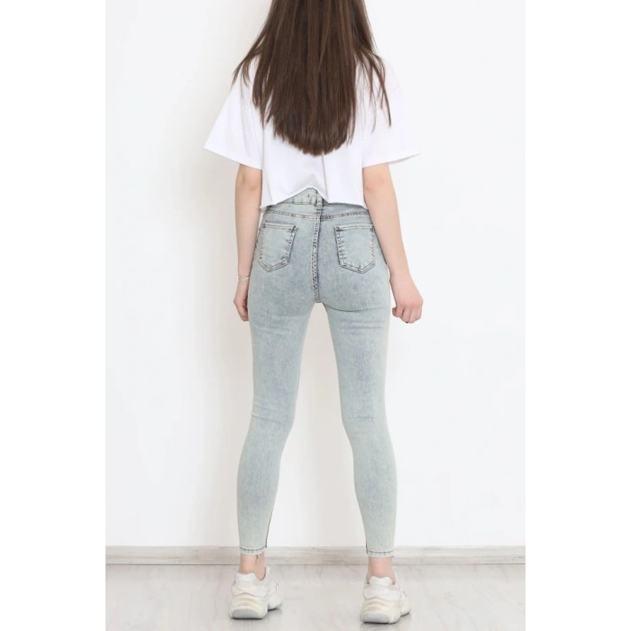 Kadın Cep Detay Kar Yıkamalı Kot Pantolon