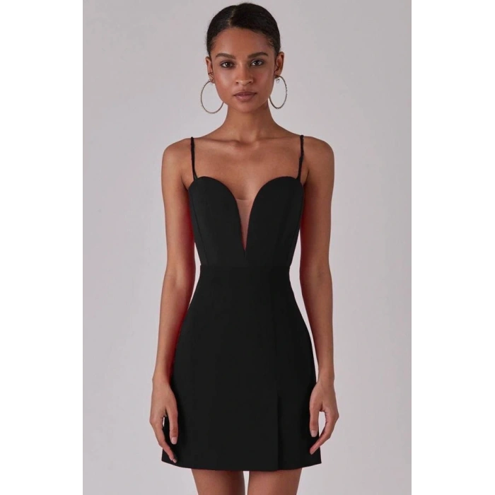 Kadın Derin V Yaka Sırt Dekolteli Fırsat Ürün ini Elbise