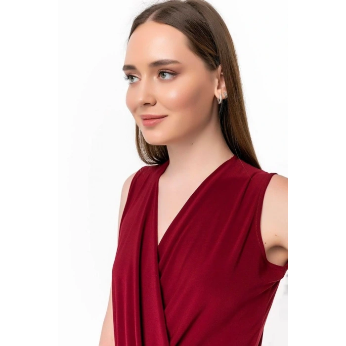 Kadın endy Kumaş Kruvaze Yaka Vatkalı Bluz